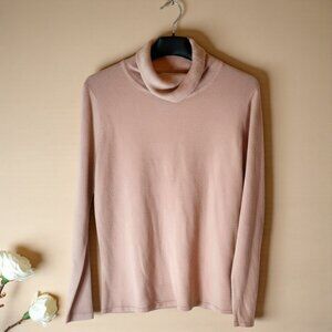 Vianni Classic Blush Pink Turtleneck Sweater Soft Knit Minimalist Basic Med